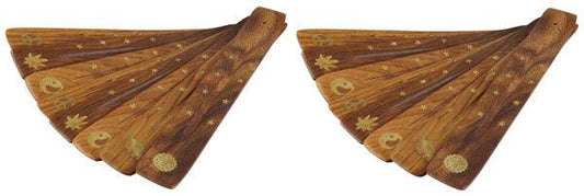 10" Assorted Design Brass Inlay Wooden Incense