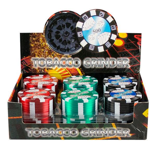 Metal 3pc 2" Grinder - Poker Chip - 12pc / Assorted