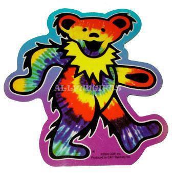 Bear Shape Grateful Dead Tie-Dye Bear Sticker - 5" x 4.5"