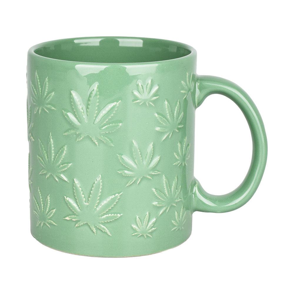 Embossed Hemp Leaf Ceramic Mug | 18oz