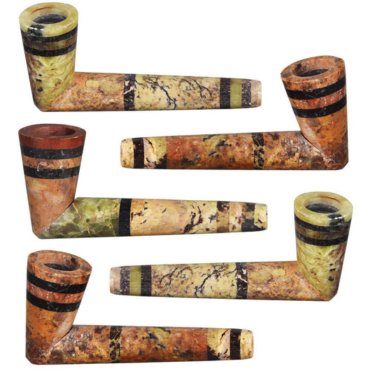 Multicolored Striped Stone Pipe | 4" | Asst