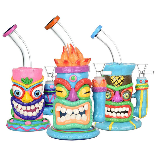 Neon Tiki 3D Painted Water Pipe | 8.5" | Designs Vary