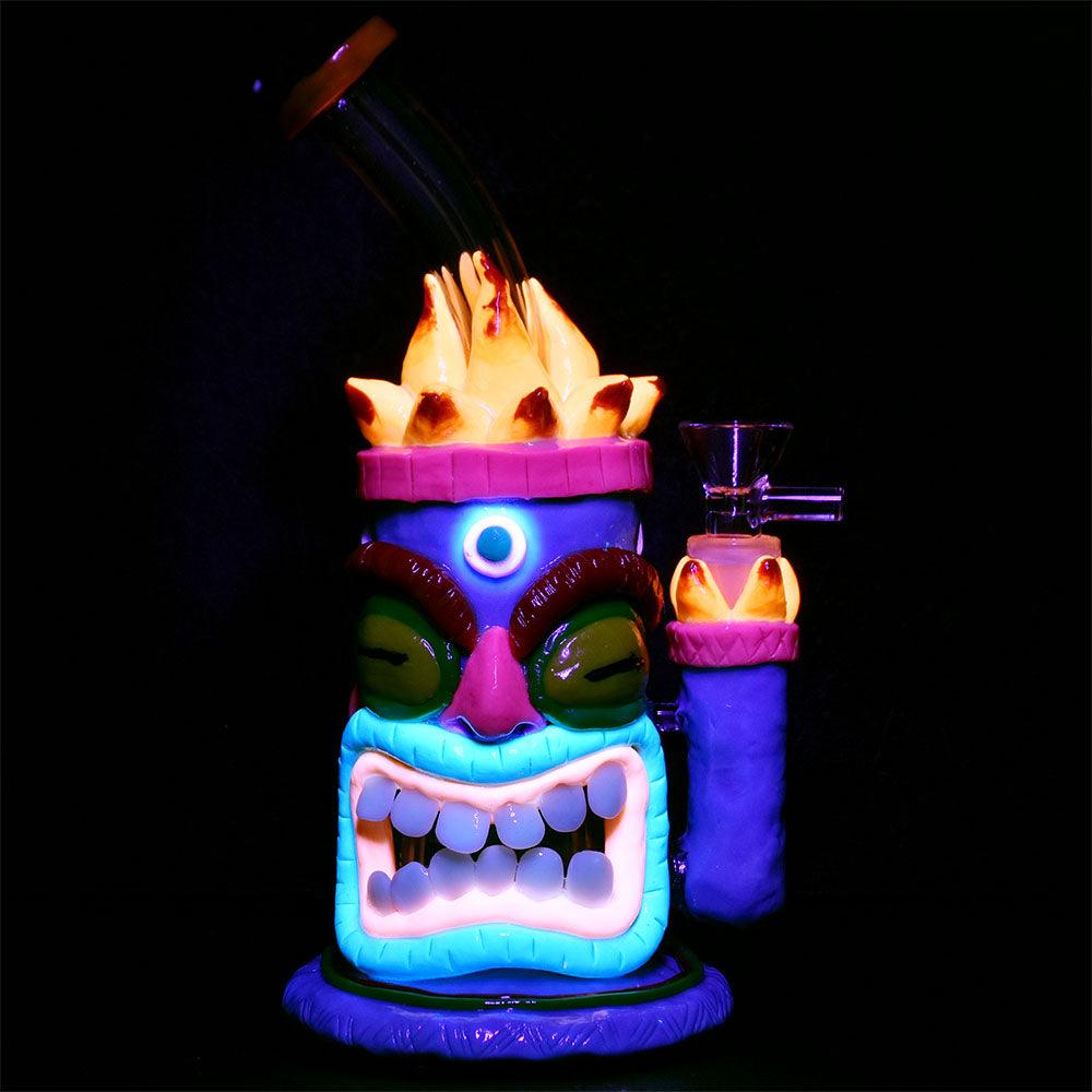 Neon Tiki 3D Painted Water Pipe | 8.5" | Designs Vary