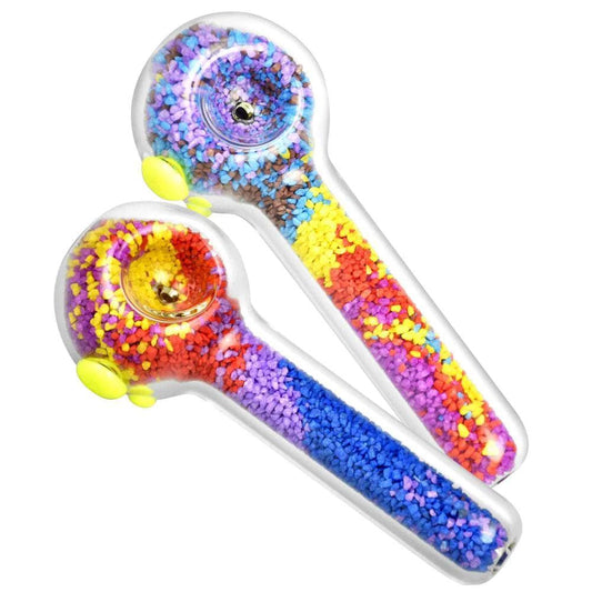 Frit filled glass spoon pipe with GLOW- Colors vary