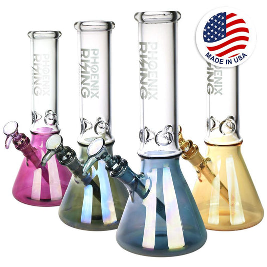 Phoenix Rising Metallic Bottom Beaker Water Pipe | 12" | 14mm F