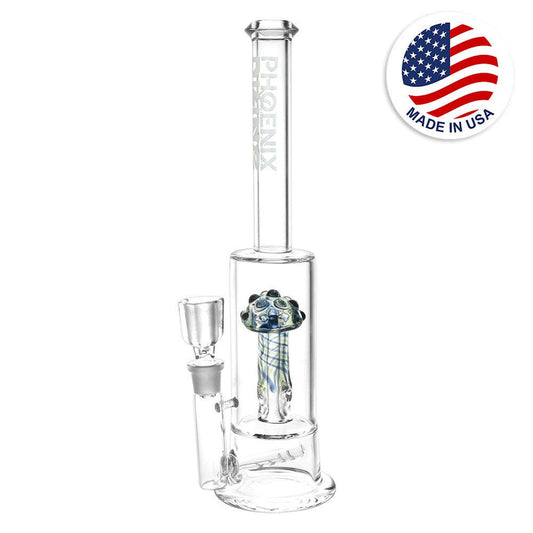 Phoenix Rising Mushroom Straight Tube Water Pipe | 13.75" | 19mm F