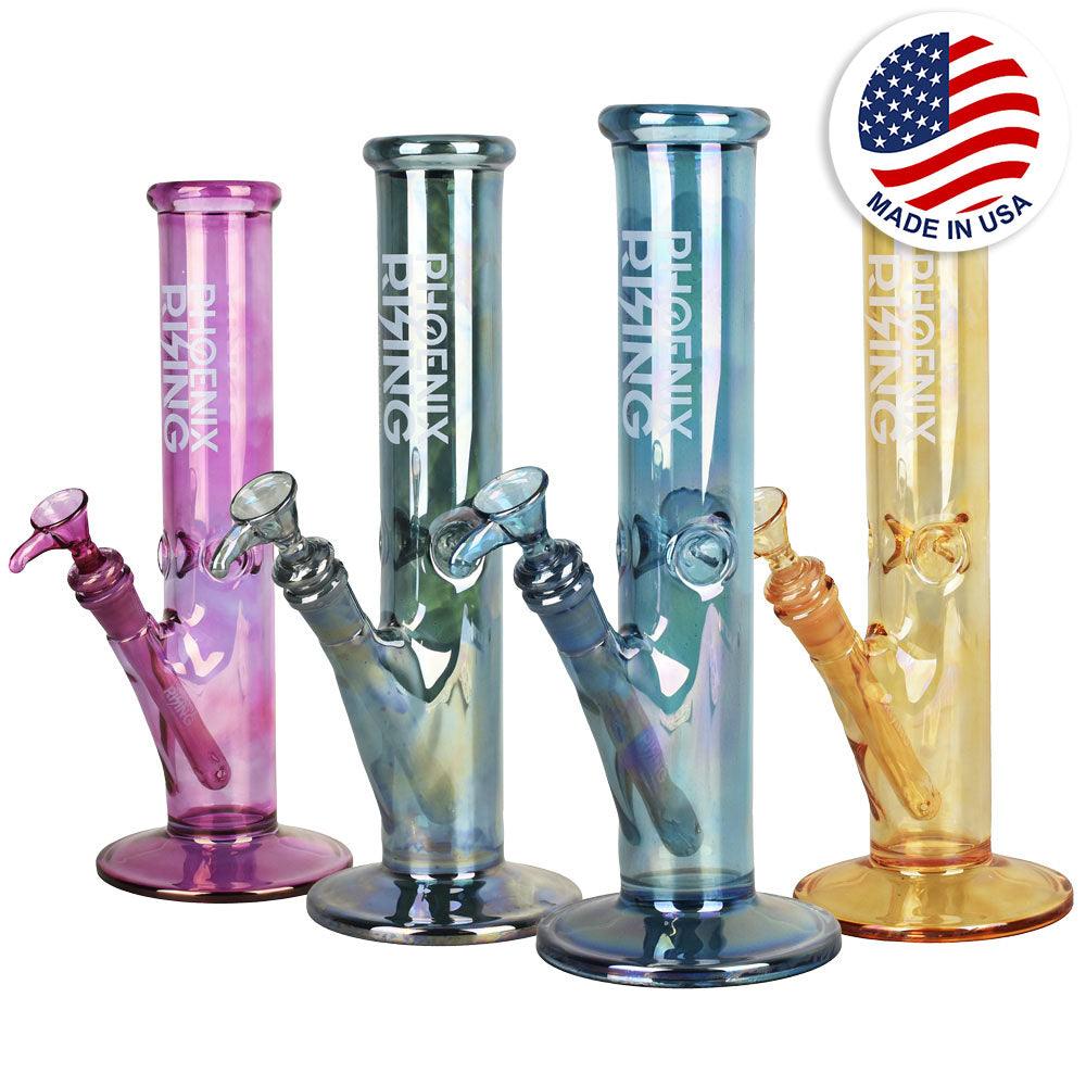 Phoenix Rising Shine Straight Wide Water Pipe | 12" | 14mm F | Colors Vary