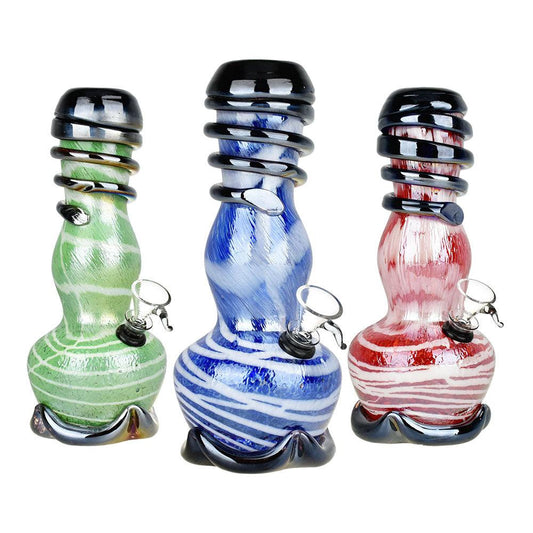 Phunky Fumed Striped Soft Glass Water Pipe | 8.5" | Colors Vary