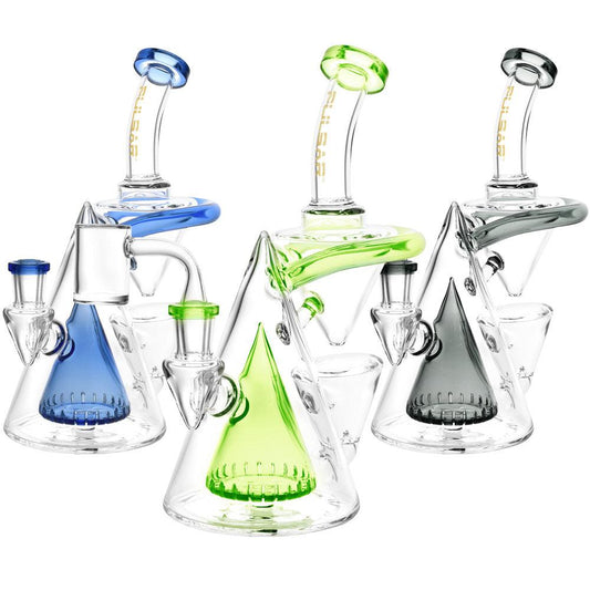 Pulsar Cone Cascade Gravity Recycler Dab Rig | 8" | 14mm F | Colors Vary