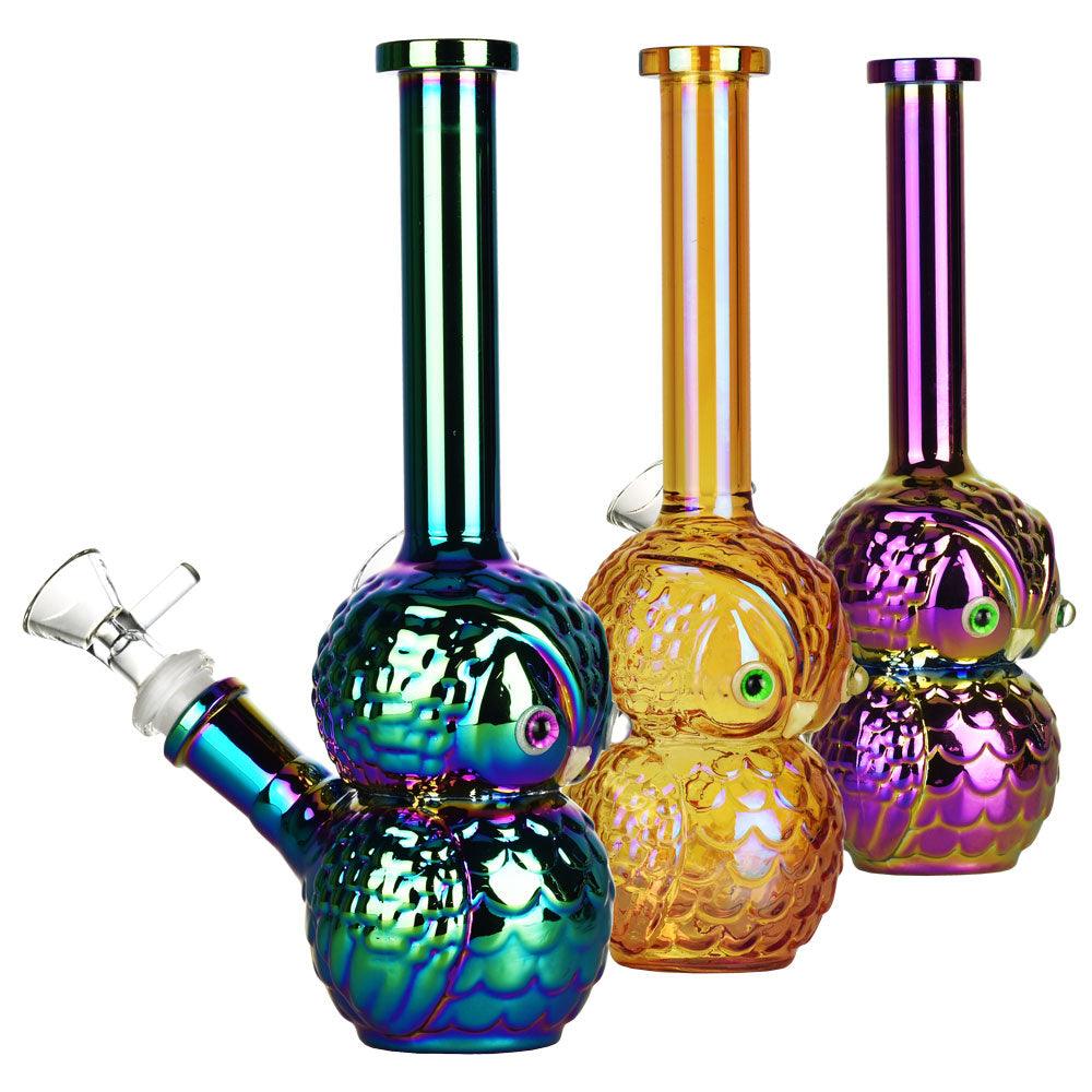 Rainbow Owl Water Pipe | 8.75" | 14mm F | Purple