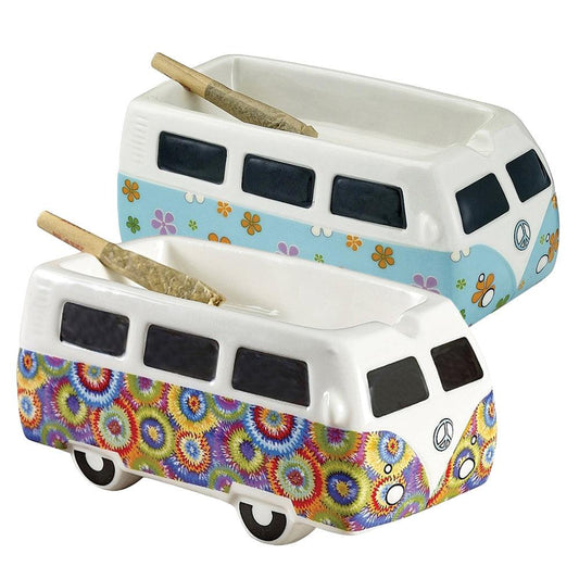 Vintage Hippie Bus Ceramic Ashtray | 5.25"