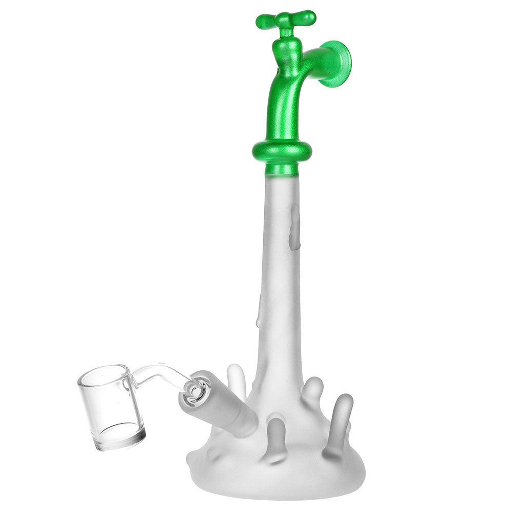 Water Spigot Frosted Glass Dab Rig | 8.5" | 14mm F | Green