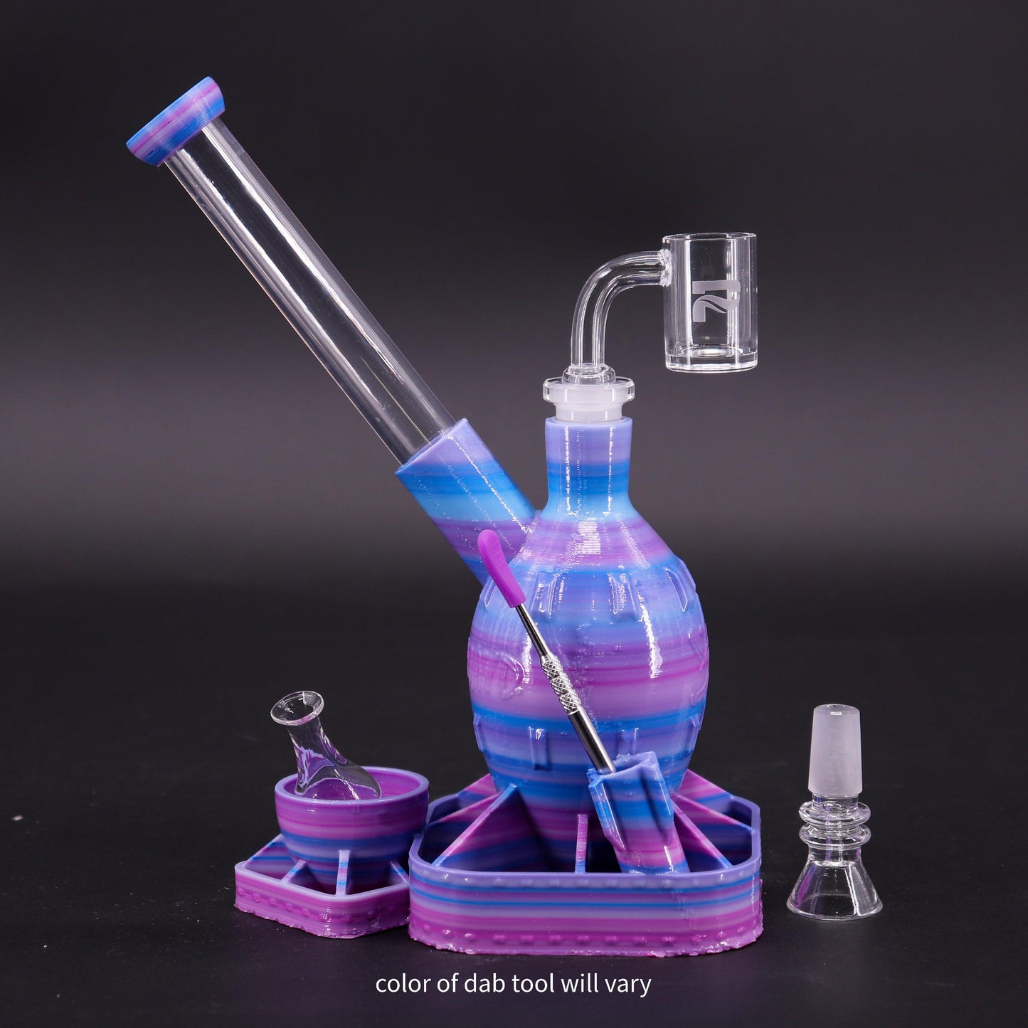 A-Bomb 2.0 shatterproof dab rig with quality quartz banger nail Electric Purple