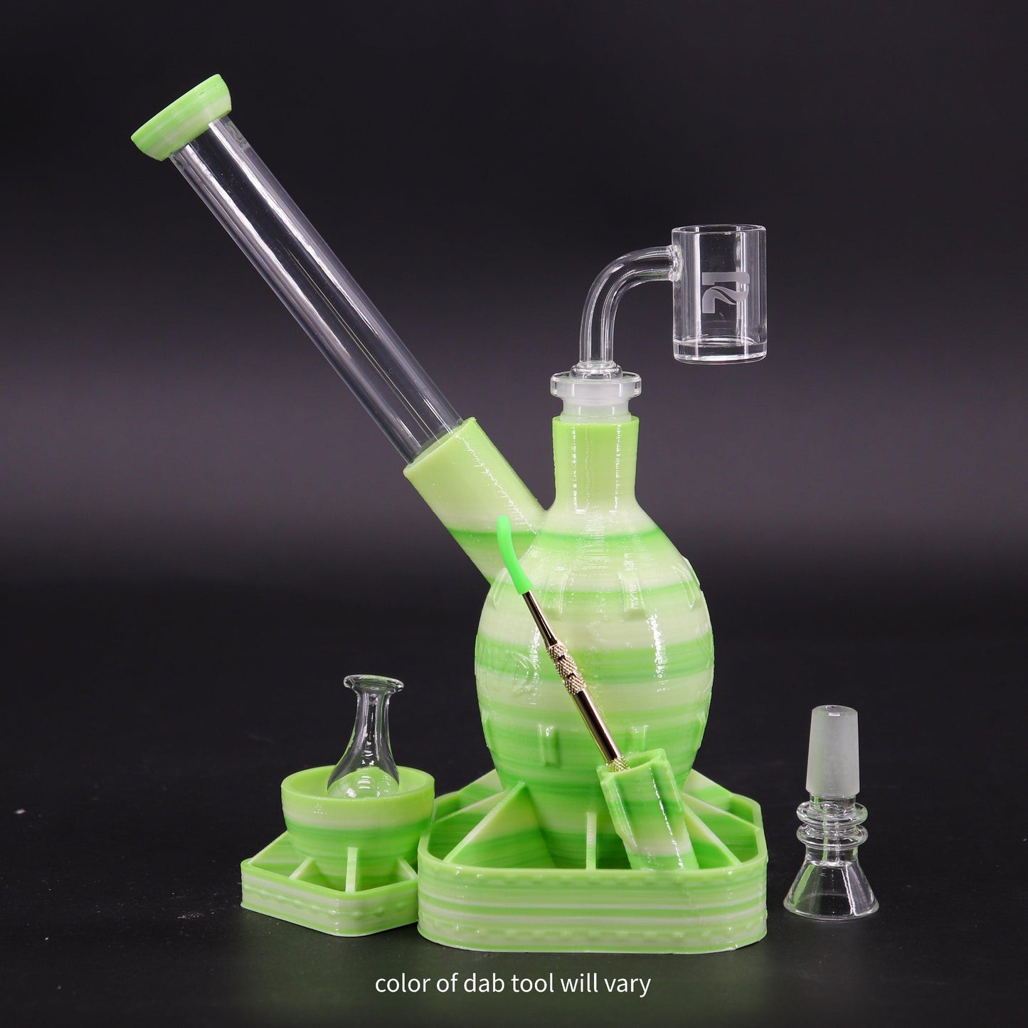 A-Bomb 2.0 shatterproof dab rig with quality quartz banger nail Crème De Lime